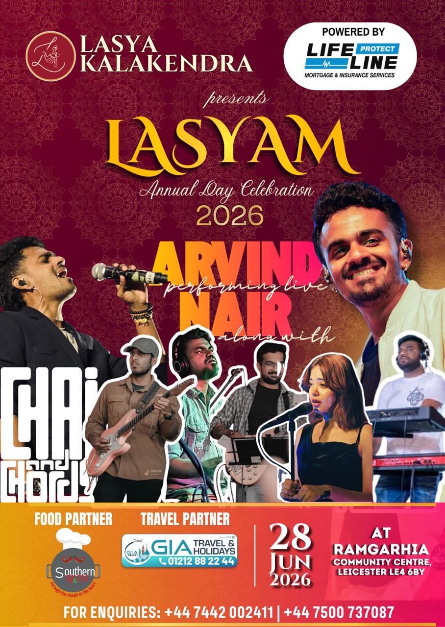 Lasyam 2026 — Arvind Nair Live in Leicester poster